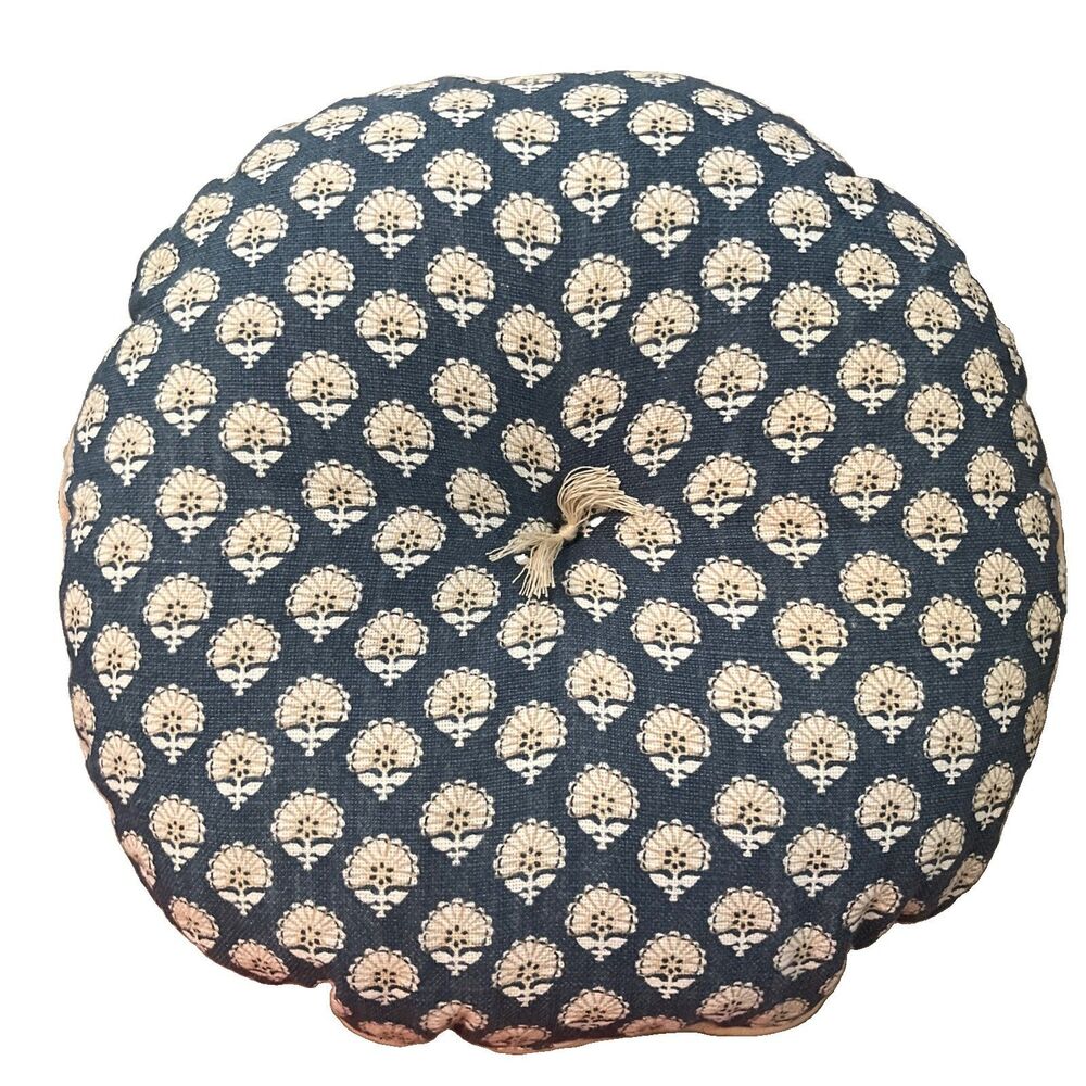 Round Block Print Pillow - Threshold™ Blue CottageCore